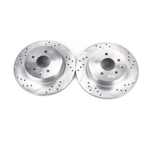 Infiniti G25 Brake Rotor (2) - Rear - PowerStop - Evolution Drilled & Slotted - Silver - `11-`12