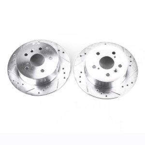 Lexus ES350 Brake Rotors (2) - Rear - PowerStop - Evolution Drilled & Slotted - Silver - `07-`12