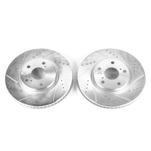 Lexus GS300 Brake Rotors (2) - Front - PowerStop - Evolution Drilled & Slotted - Silver - 2006