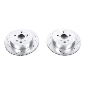 Lexus GS300 Brake Rotors (2) - Rear - PowerStop - Evolution Drilled & Slotted - Silver - 2006