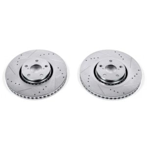 Lexus GS350 Brake Rotors (2) - Front - PowerStop - Evolution Drilled & Slotted - Silver - `07-`11