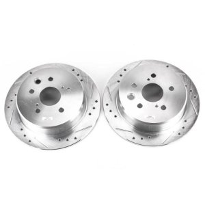 Lexus IS250 Brake Rotors (2) - Rear - PowerStop - Evolution Drilled & Slotted - Silver - `06-`15