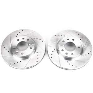Ford Fusion Brake Rotors (2) - Front - PowerStop - Evolution Drilled & Slotted - Silver Zinc - `06-`12