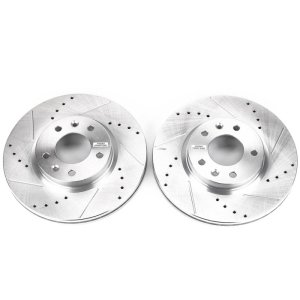 Ford Fusion Brake Rotors (2) - Front - PowerStop - Evolution Drilled & Slotted - Silver Zinc - `06-`12