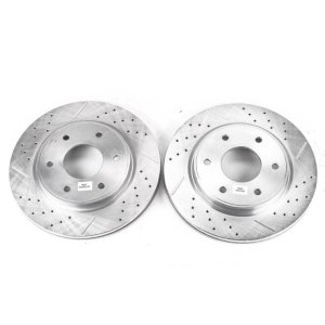 Infiniti QX56 Brake Rotors (2) - Front - PowerStop - Evolution Drilled & Slotted - Silver - `05-`06