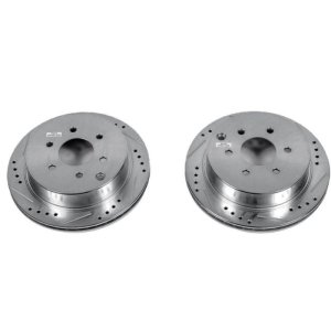 Nissan Frontier Brake Rotors (2) - Rear - PowerStop - Evolution Drilled & Slotted - Silver - `05-`19 Nissan Frontier Brake Rotors (2) - Rear - PowerStop - Evolution Drilled & Slotted - Silver - `05-`19