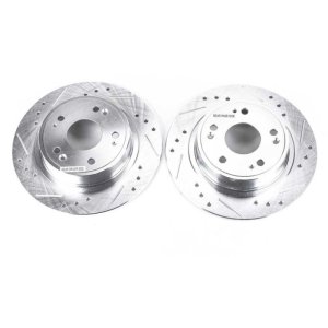 Acura ILX Brake Rotors (2) - Rear - PowerStop - Evolution Drilled & Slotted - Silver - `16-`19
