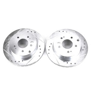 Mitsubishi Galant Brake Rotor (2) - Rear - PowerStop - Evolution Drilled & Slotted - Silver - `07-`09 Mitsubishi Galant Brake Rotor (2) - Rear - PowerStop - Evolution Drilled & Slotted - Silver - `07-`09