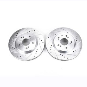 Acura RDX Brake Rotors (2) - Front - PowerStop - Evolution Drilled & Slotted - Silver - `07-`12