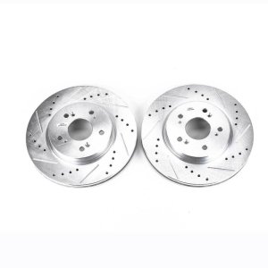 Acura RDX Brake Rotors (2) - Front - PowerStop - Evolution Drilled & Slotted - Silver - `07-`12
