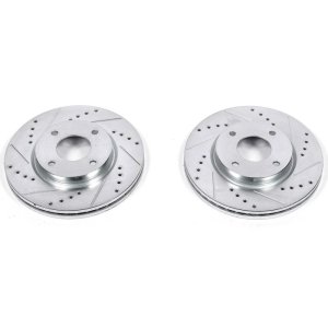 Nissan Cube Brake Rotors (2) - Front - PowerStop - Evolution Drilled & Slotted - Silver - `09-`14