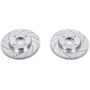 Nissan Cube Brake Rotors (2) - Front - PowerStop - Evolution Drilled & Slotted - Silver - `09-`14 Nissan Cube Brake Rotors (2) - Front - PowerStop - Evolution Drilled & Slotted - Silver - `09-`14