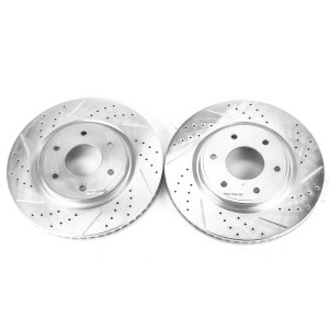 Infiniti QX56 Brake Rotors (2) - Front - PowerStop - Evolution Drilled & Slotted - Silver - `05-`07