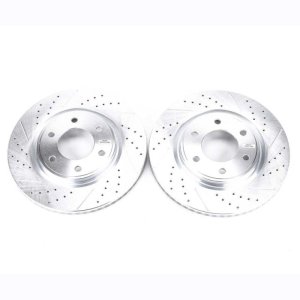 Infiniti QX56 Brake Rotors (2) - Front - PowerStop - Evolution Drilled & Slotted - Silver - `08-`10