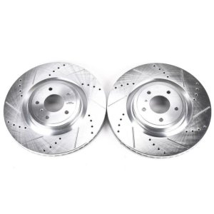Infiniti G37 Brake Rotor (2) - Front - PowerStop - Evolution Drilled & Slotted - Silver - `08-`13