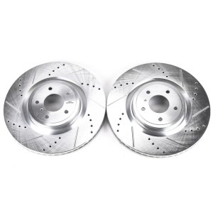 Infiniti M37 Brake Rotor (2) - Front - PowerStop - Evolution Drilled & Slotted - Silver - `11-`13