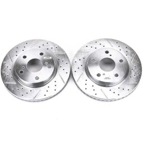 Lexus HS250h Brake Rotors (2) - Front - PowerStop - Evolution Drilled & Slotted - Silver - `10-`12