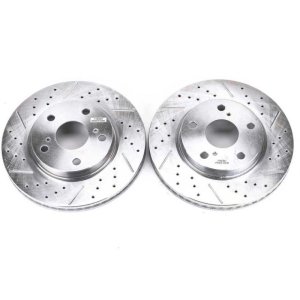 Lexus HS250h Brake Rotors (2) - Front - PowerStop - Evolution Drilled & Slotted - Silver - `10-`12