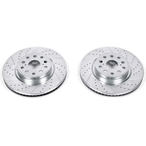 Lexus LS460 Brake Rotors (2) - Front - PowerStop - Evolution Drilled & Slotted - Silver Zinc - `07-`17