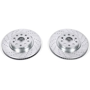 Lexus LS460 Brake Rotors (2) - Front - PowerStop - Evolution Drilled & Slotted - Silver Zinc - `07-`17