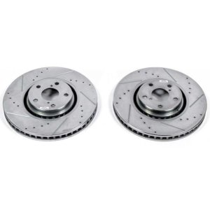 Lexus GS350 Brake Rotors (2) - Front - PowerStop - Evolution Drilled & Slotted - Silver - `07-`11