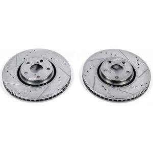 Lexus GS350 Brake Rotors (2) - Front - PowerStop - Evolution Drilled & Slotted - Silver - `07-`11