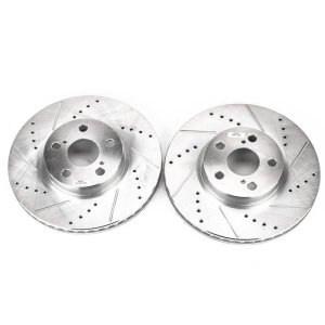 Pontiac Vibe Brake Rotors (2) - Front - PowerStop - Evoultion Drill/Slot - Silver - `09-`10
