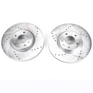 Mazda 3 Brake Rotors (2) - Front - PowerStop - Evolution Drilled & Slotted - Silver - `07-`13