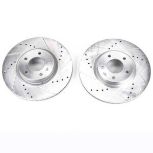 Mazda 3 Brake Rotors (2) - Front - PowerStop - Evolution Drilled & Slotted - Silver - `07-`13