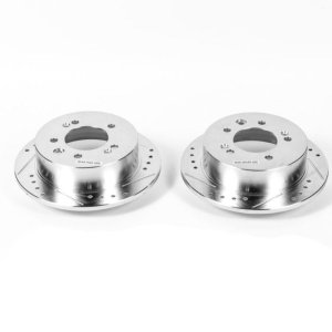Hyundai Elantra Brake Rotors (2) - Rear - PowerStop - Evolution Drilled & Slotted - Silver - `07-`10