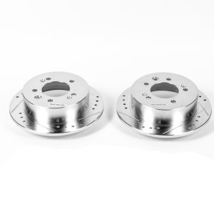 Hyundai Elantra Brake Rotors (2) - Rear - PowerStop - Evolution Drilled & Slotted - Silver - `07-`10
