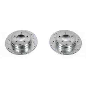 Hyundai Azera Brake Rotors (2) - Rear - PowerStop - Evolution Drilled & Slotted Rotors - Silver - `09-`17