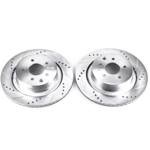 Infiniti G35 Brake Rotors (2) - Rear - PowerStop - Evolution Drilled & Slotted - Silver - `07-`08