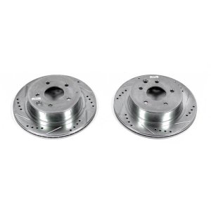 Infiniti M45 Brake Rotors (2) - Rear - PowerStop - Evolution Drilled & Slotted Zinc Plated - `03-`04
