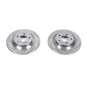 Mazda 5 Brake Rotors (2) - Rear - PowerStop - Evolution Drilled & Slotted - Silver Zinc - `06-`10