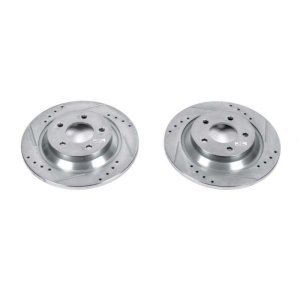 Mazda 5 Brake Rotors (2) - Rear - PowerStop - Evolution Drilled & Slotted - Silver Zinc - `06-`10