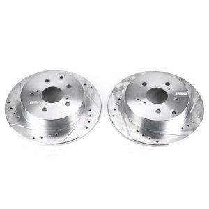 Pontiac Vibe Brake Rotors (2) - Rear - PowerStop - Evolution Drilled & Slotted - Silver - `09-`10