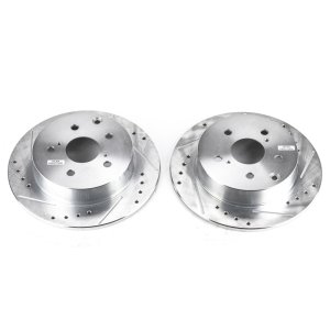 Pontiac Vibe Brake Rotors (2) - Rear - PowerStop - Evolution Drilled & Slotted - Silver - `09-`10