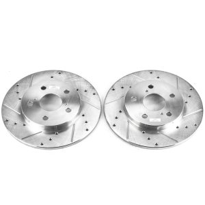 Pontiac Vibe Brake Rotors (2) - Rear - PowerStop - Evolution Drilled & Slotted - Silver - `09-`10