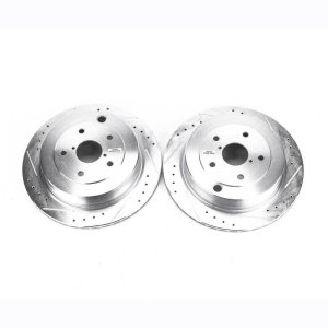 Subaru Tribeca Brake Rotor (2) - Rear - PowerStop - Evolution Drilled & Slotted - Silver - `06-`07