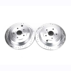 Subaru Tribeca Brake Rotor (2) - Rear - PowerStop - Evolution Drilled & Slotted - Silver - `06-`07
