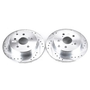 Lexus HS250h Brake Rotors (2) - Rear - PowerStop - Evolution Drilled & Slotted - Silver - `10-`12
