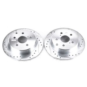 Lexus HS250h Brake Rotors (2) - Rear - PowerStop - Evolution Drilled & Slotted - Silver - `10-`12