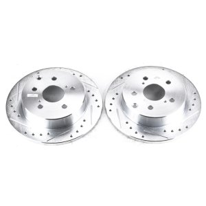 Lexus HS250h Brake Rotors (2) - Rear - PowerStop - Evolution Drilled & Slotted - Silver - `10-`12
