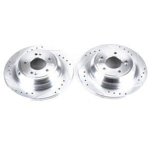 Genesis G80 Brake Rotors (2) - Rear - PowerStop - Evolution Drilled & Slotted - Silver - `17-`18