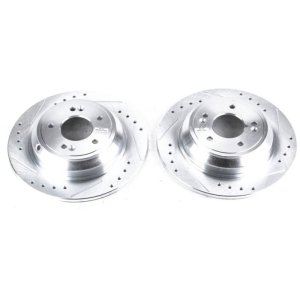 Genesis G80 Brake Rotors (2) - Rear - PowerStop - Evolution Drilled & Slotted - Silver - `17-`18