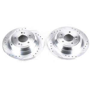 Genesis G80 Brake Rotors (2) - Rear - PowerStop - Evolution Drilled & Slotted - Silver - `17-`18