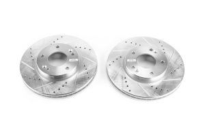 Kia Rondo Brake Rotors (2) - Front - PowerStop - Evolution Drilled & Slotted - Silver Zinc - `07-`10