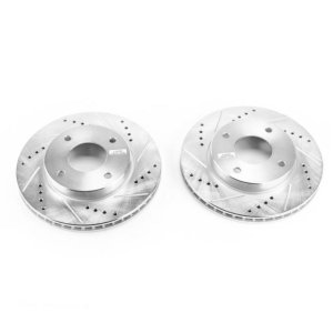 Nissan Versa Brake Rotors (2) - Front - PowerStop - Evolution Drilled & Slotted - Silver - `09-`11 Nissan Versa Brake Rotors (2) - Front - PowerStop - Evolution Drilled & Slotted - Silver - `09-`11