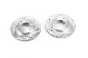 Nissan Versa Brake Rotors (2) - Front - PowerStop - Evolution Drilled & Slotted - Silver - `09-`11
